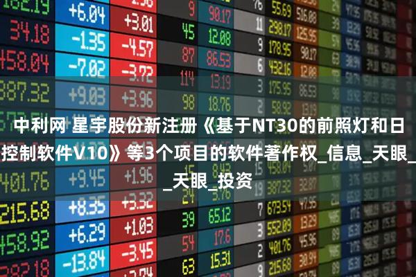 中利网 星宇股份新注册《基于NT30的前照灯和日行灯控制软件V10》等3个项目的软件著作权_信息_天眼_投资